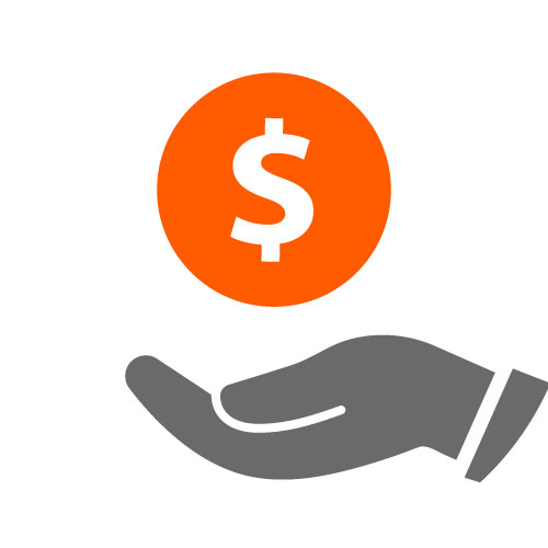 Icon of a hand holding a dollar sign